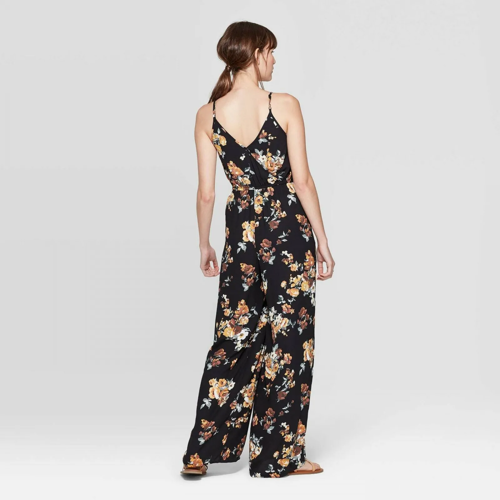 Xhilaration Women's Sleeveless Deep V-Neck Wrap Jumpsuit