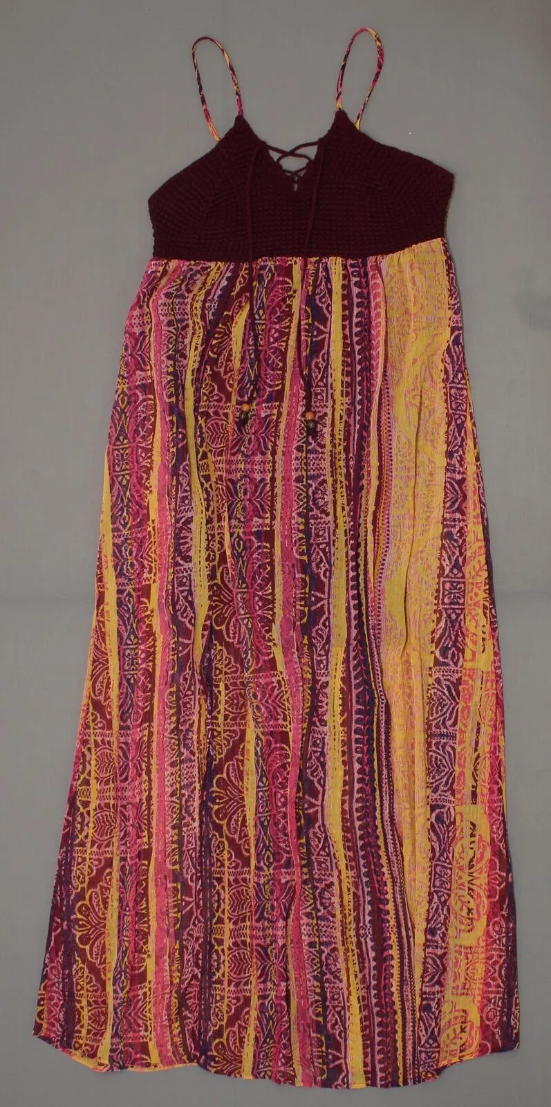 Xhilaration Women's Strappy Crochet Top Maxi Dress
