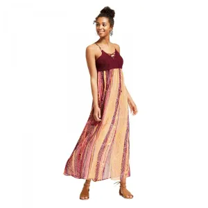 Xhilaration Women's Strappy Crochet Top Maxi Dress