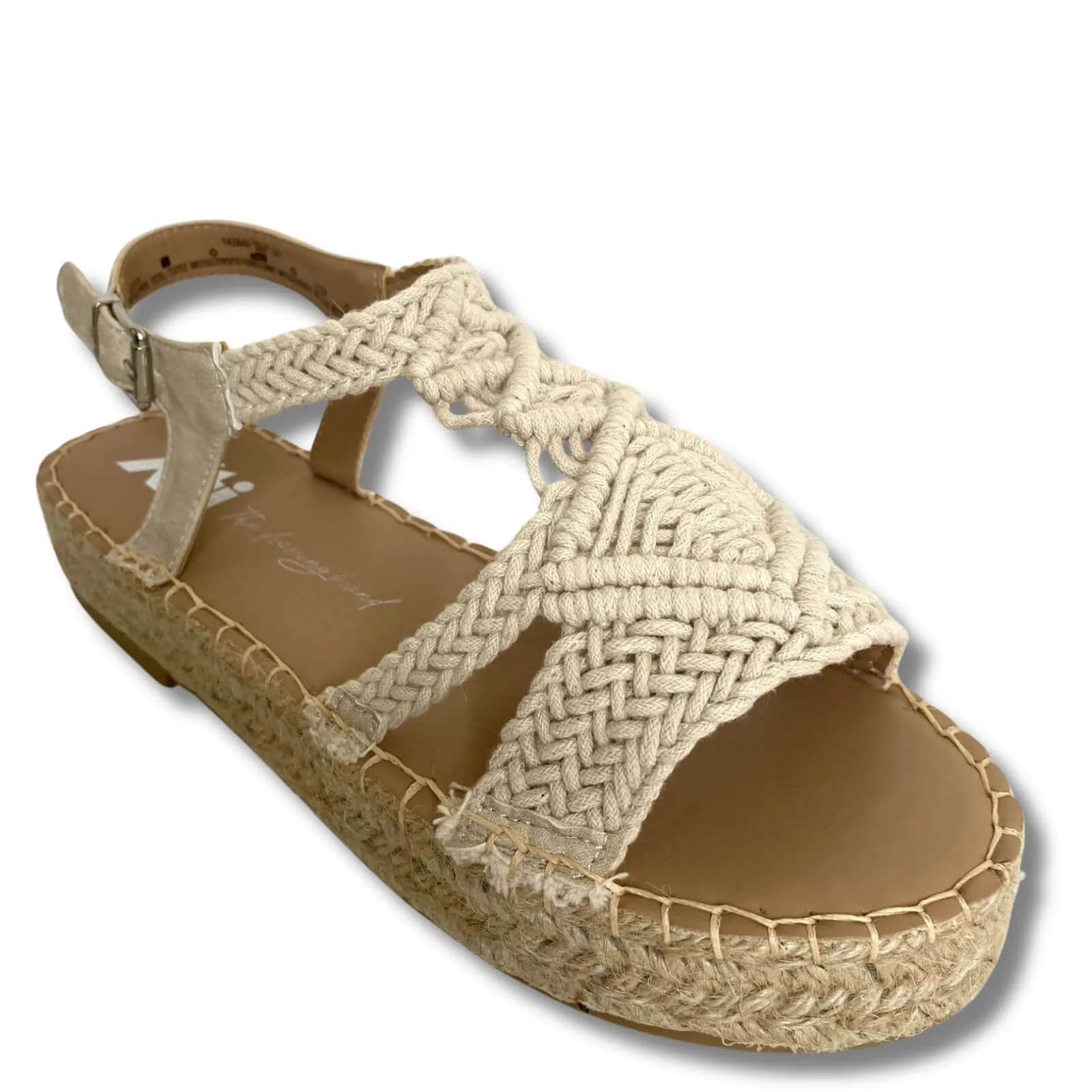 XTI Cream Macrame Flat Sandals