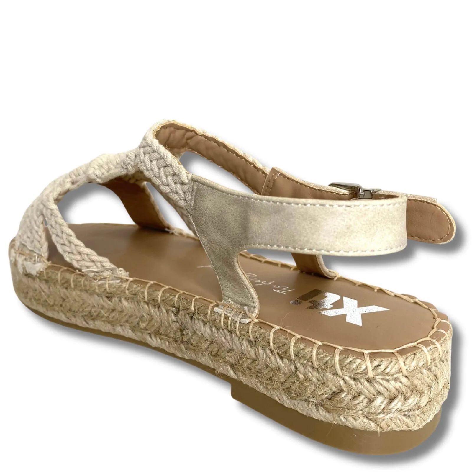 XTI Cream Macrame Flat Sandals