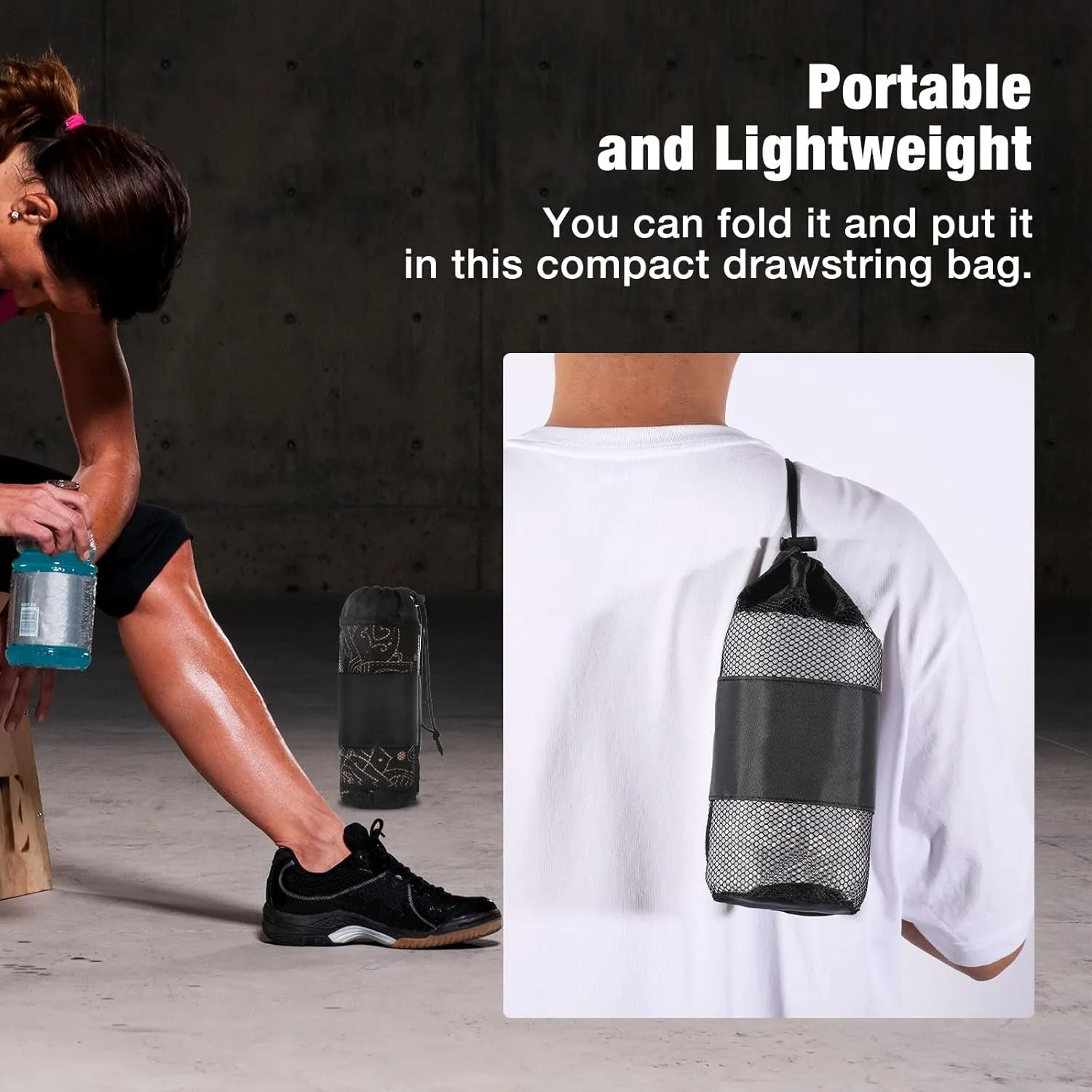 Yoga Towel, Non Slip Hot Yoga Mat Yoga Blanket Printing Pattern Quick Dry with Corner Pocket