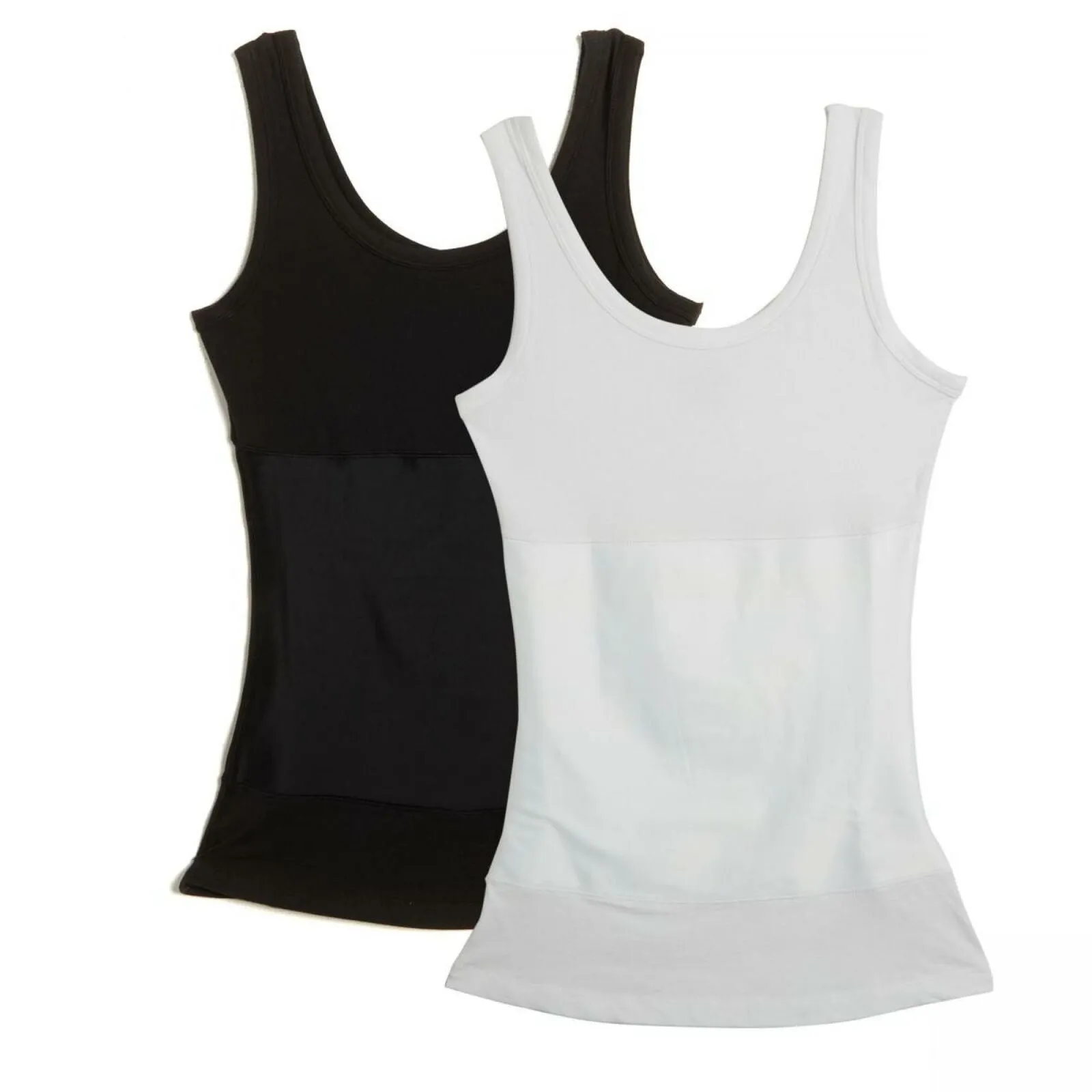 Yummie 2 Pack 3-Panel Shaping Boyfriend Tank Tops Black/ White Large