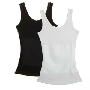 Yummie 2 Pack 3-Panel Shaping Boyfriend Tank Tops Black/ White Large